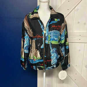 Vintage FU DA SILK New York 100% Silk Zip Up Jacket, Small